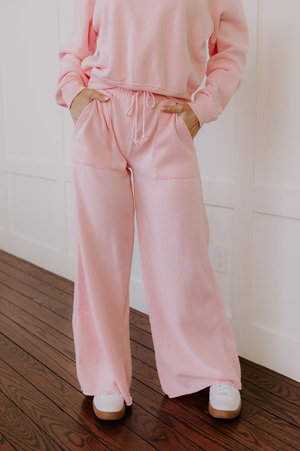 Impressions Cozy Lifestyle High Waist Vintage Wash Pants In Pink