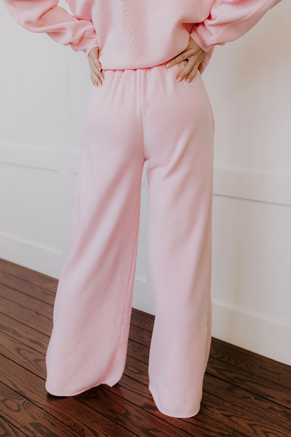 Impressions Cozy Lifestyle High Waist Vintage Wash Pants In Pink