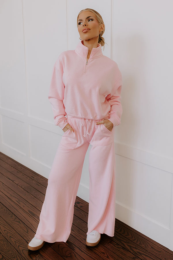 Impressions Cozy Lifestyle High Waist Vintage Wash Pants in Pink