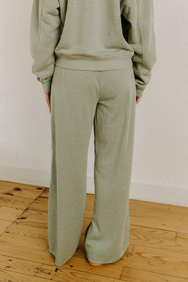 Impressions Cozy Lifestyle High Waist Vintage Wash Pants In Sage