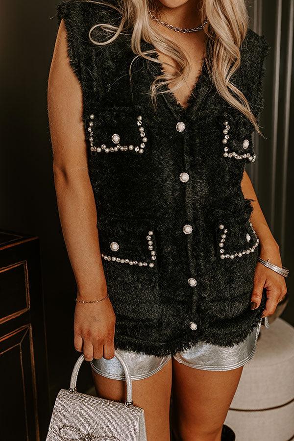 Impressions Cozy Mindset Eyelash Knit Vest In Black