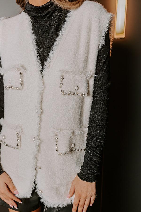 Impressions Cozy Mindset Eyelash Knit Vest In Ivory