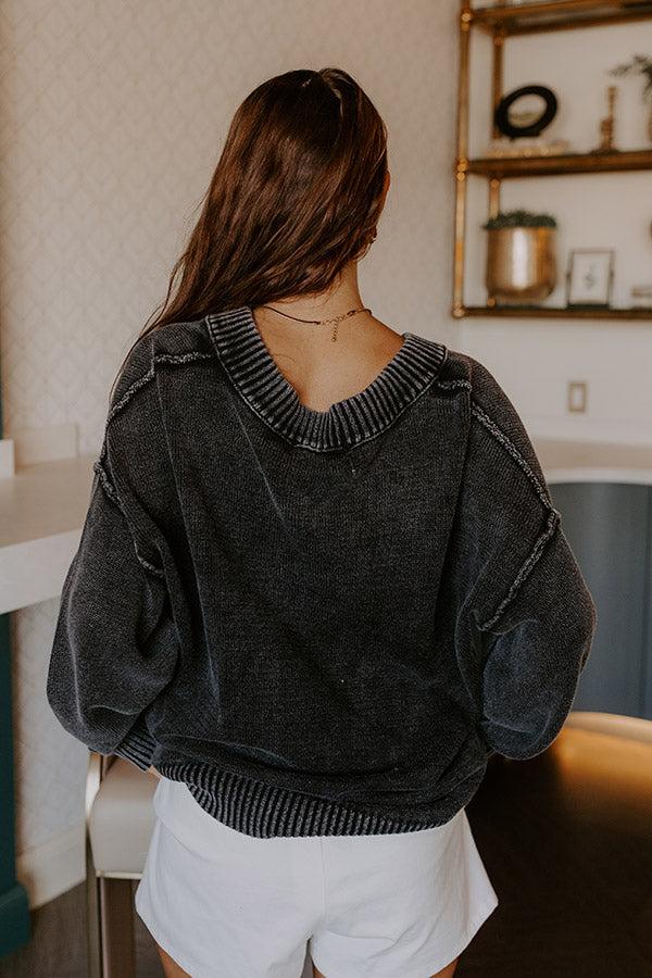 Impressions Cozy Mindset Vintage Wash Knit Sweater In Vintage Black