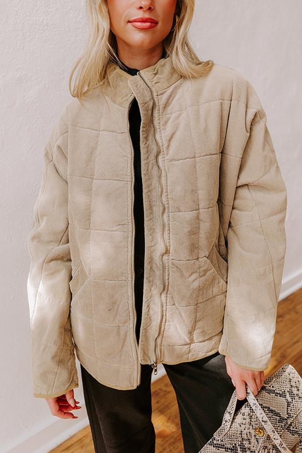 Impressions Cozy Moment Corduroy Jacket In Warm Taupe