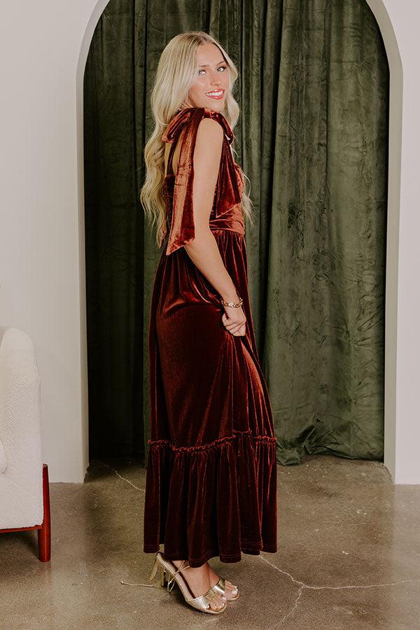 Impressions Cranberry Martini Velvet Midi In Chocolate