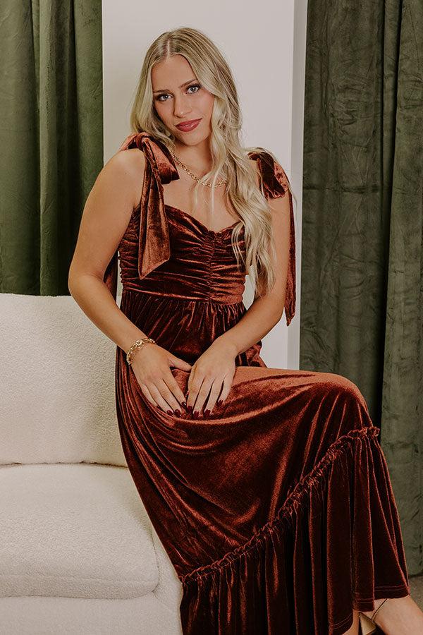 Impressions Cranberry Martini Velvet Midi In Chocolate