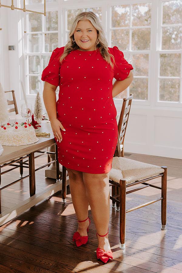 Impressions Cranberry Sangria Sippin' Rhinestone Embellished Mini Dress Curves