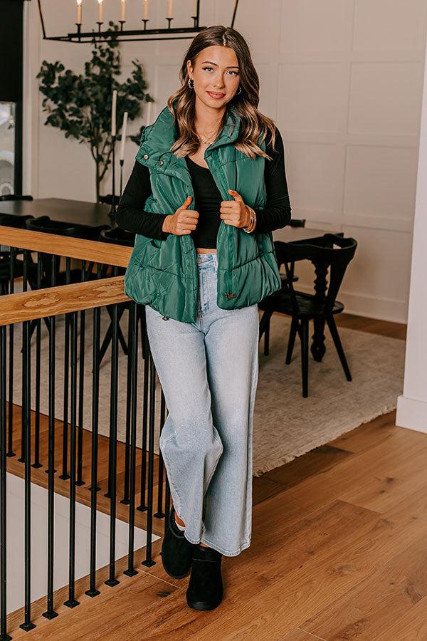 Impressions Creekside Cabin Puffer Vest In Hunter Green