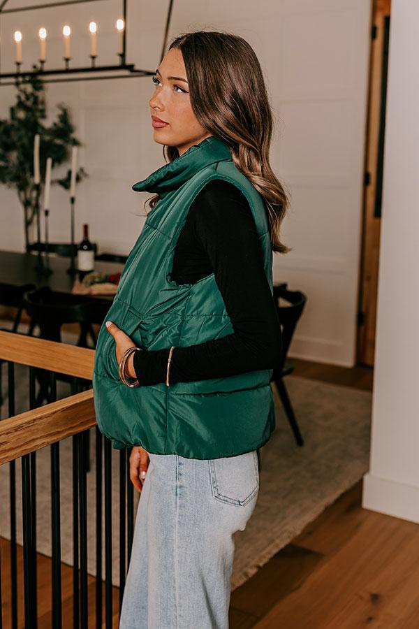 Impressions Creekside Cabin Puffer Vest In Hunter Green