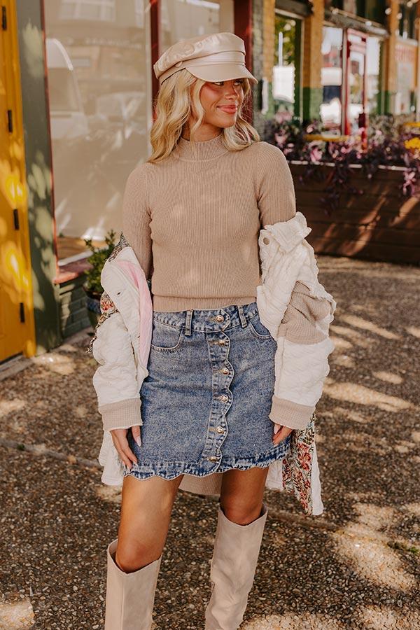 Impressions Crisp Mornings Ribbed Top in Warm Taupe