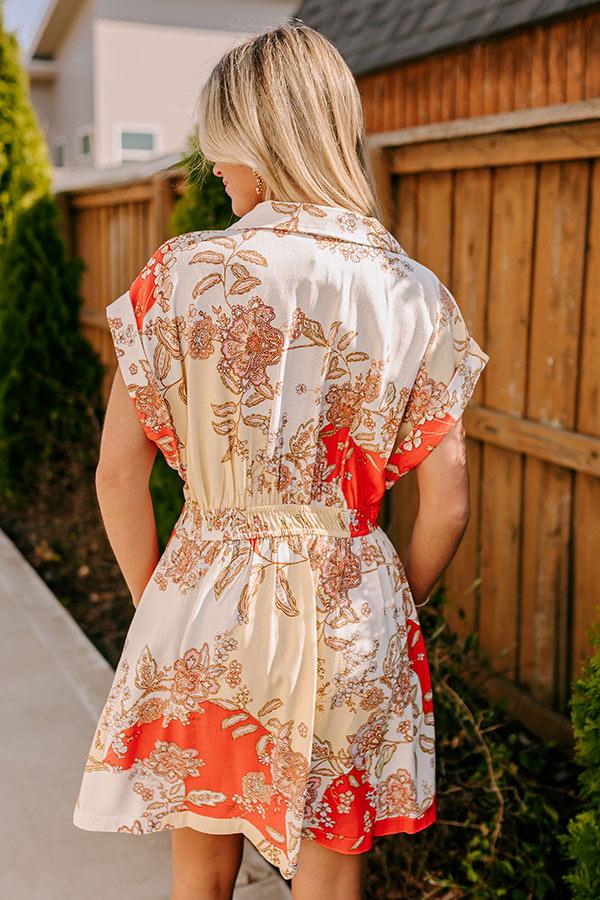 Impressions Cruise Ready Floral Mini Dress In Tangerine