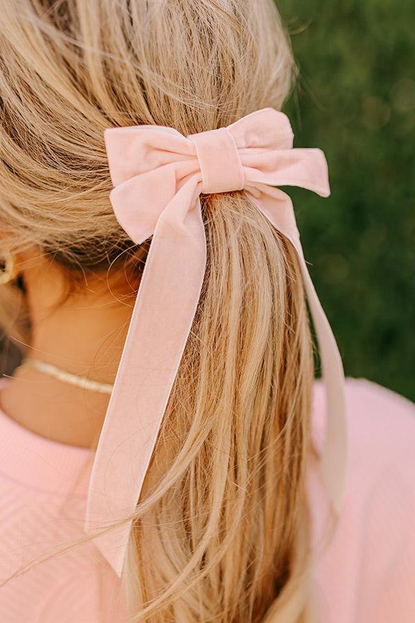 Impressions Crushing On You Velvet Bow Hair Clip In Light Peach
