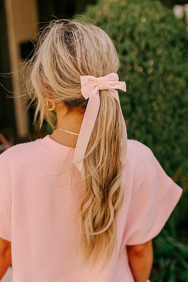Impressions Crushing On You Velvet Bow Hair Clip in Light Peach