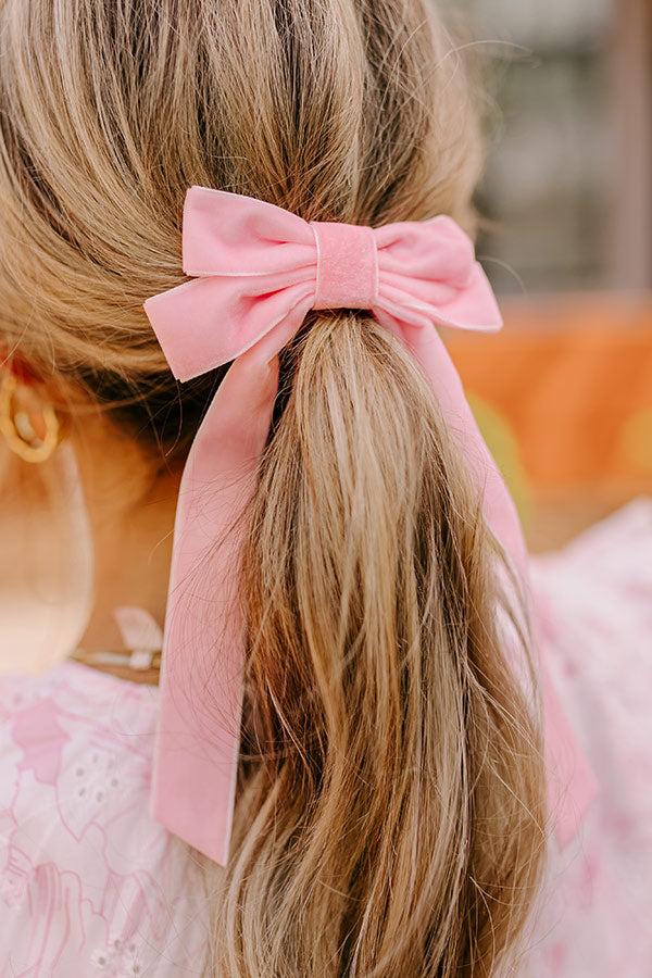 Impressions Crushing On You Velvet Bow Hair Clip In Pink
