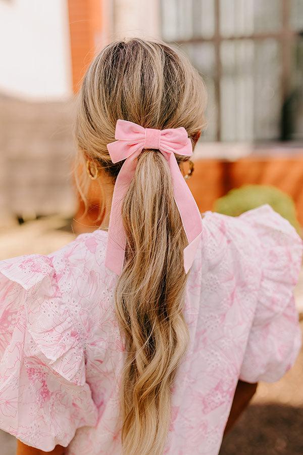 Impressions Crushing On You Velvet Bow Hair Clip In Pink