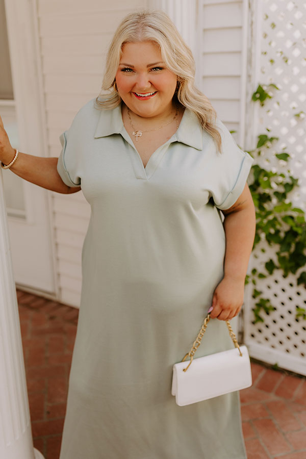Impressions Cue The Casual T-shirt Midi Dress In Sage Curves