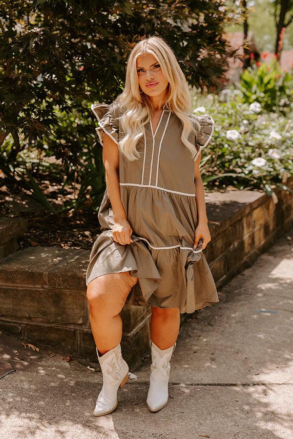 Impressions Cue The Charm Mini Dress in Martini Olive Curves