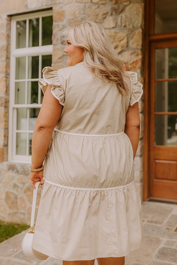 Impressions Cue The Charm Mini Dress In Taupe Curves