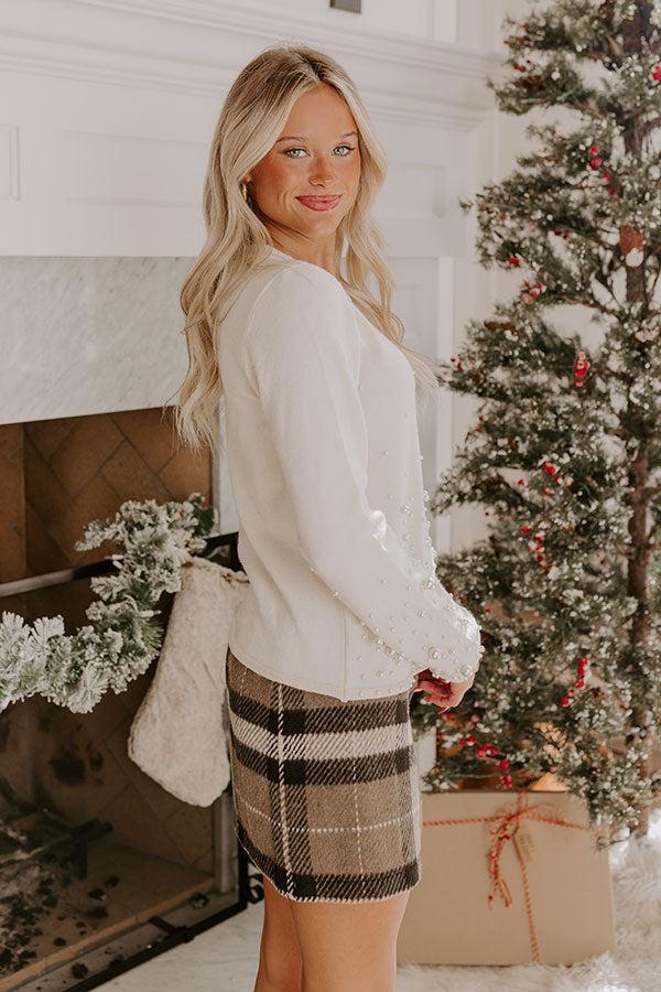 Impressions Cue The Chic Pearl Embellished Knit Top