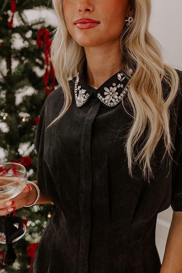 Impressions Cue The Cocktails Corduroy Mini Dress In Black