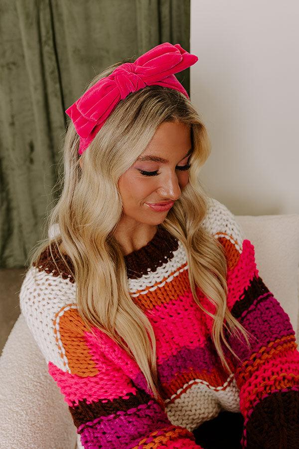 Impressions Cute Energy Velvet Headband in Hot Pink