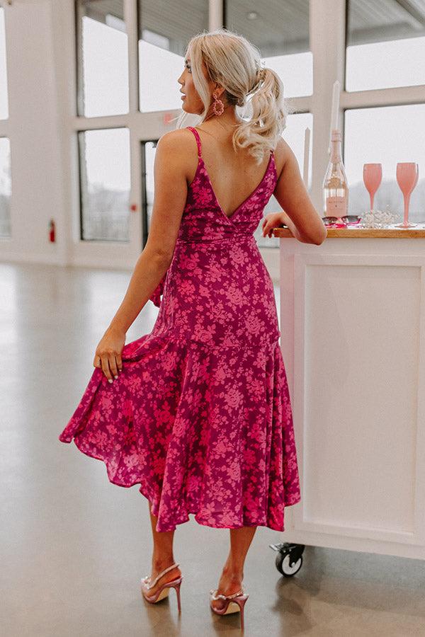 Impressions Dance And Sway Satin Wrap Dress In Purple