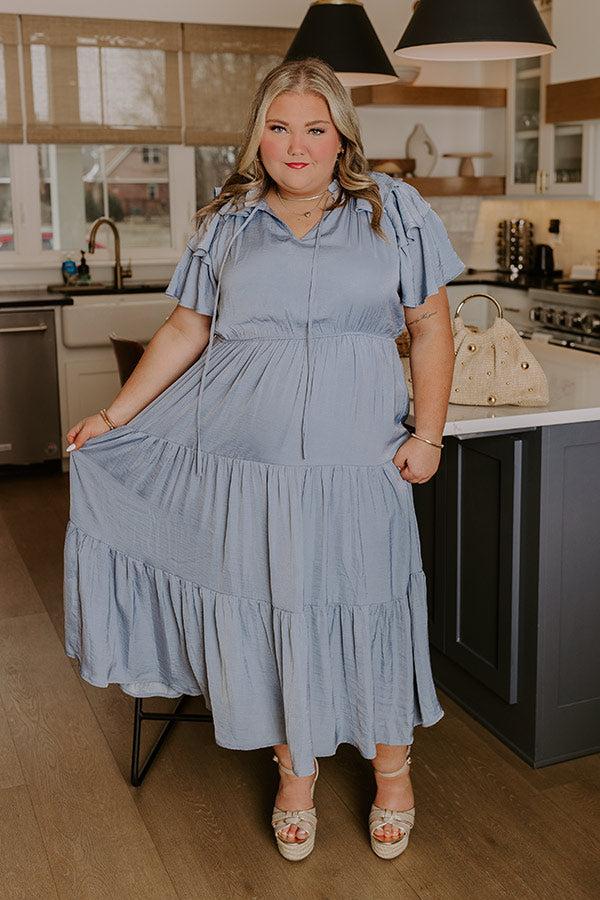 Impressions Dance The Night Away Ruffle Midi Dress Curves