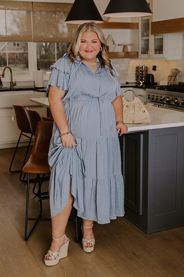 Impressions Dance The Night Away Ruffle Midi Dress Curves