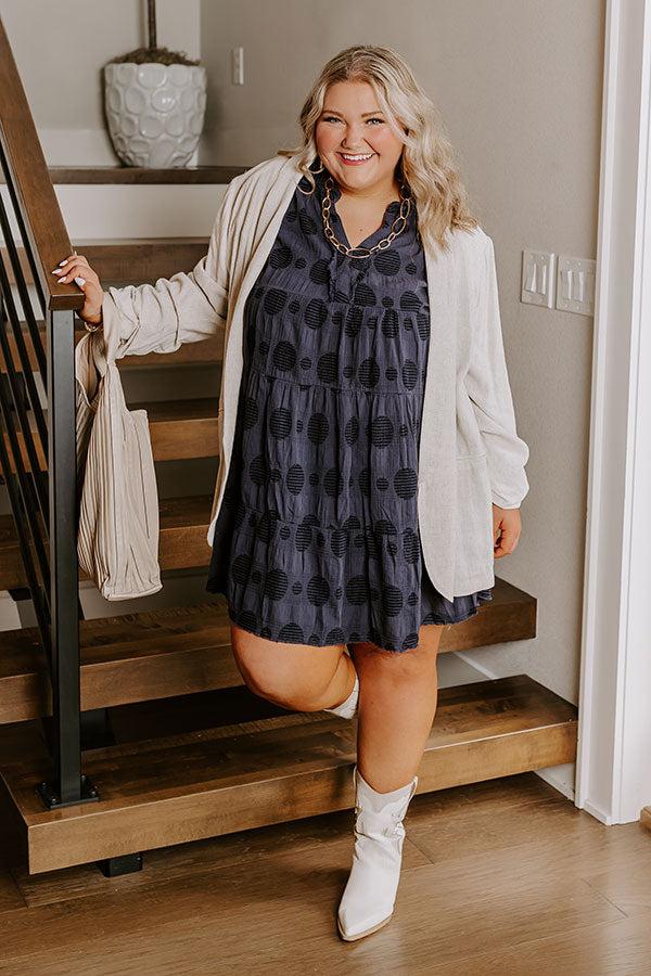 Impressions Dancing In The Sun Babydoll Dress In Navy Curves