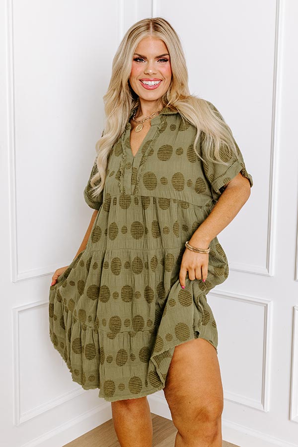 Impressions Dancing In The Sun Babydoll Dress In Sage Curves