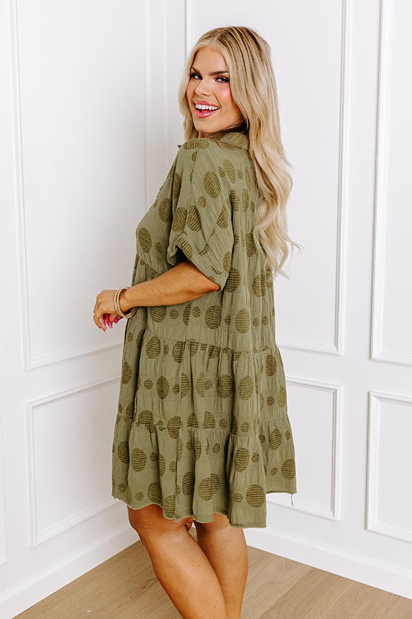 Impressions Dancing In The Sun Babydoll Dress In Sage Curves
