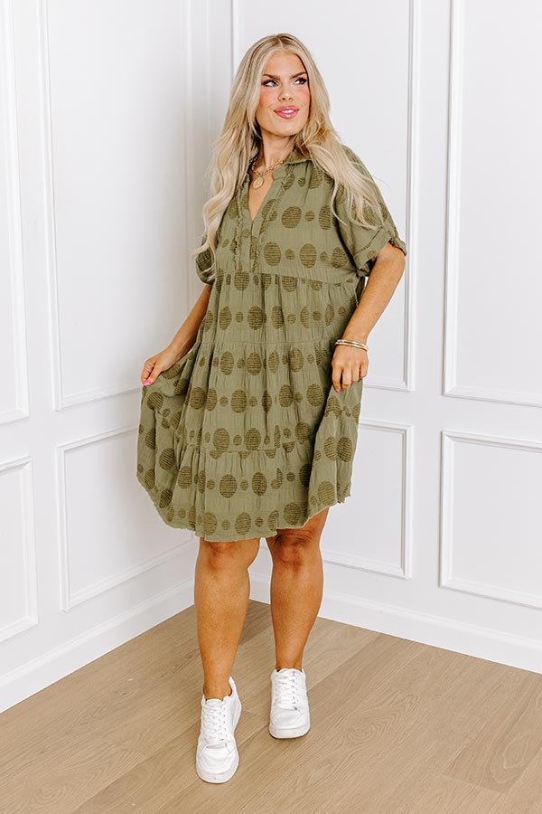 Impressions Dancing In The Sun Babydoll Dress In Sage Curves