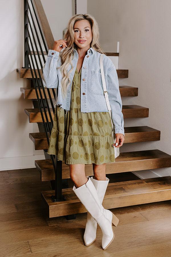 Impressions Dancing In The Sun Babydoll Dress In Sage