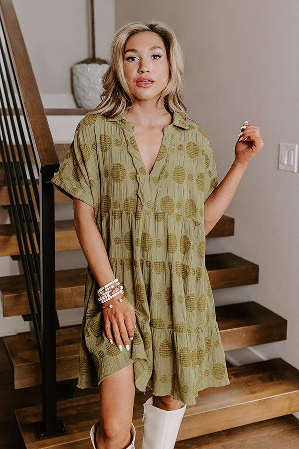 Impressions Dancing In The Sun Babydoll Dress In Sage