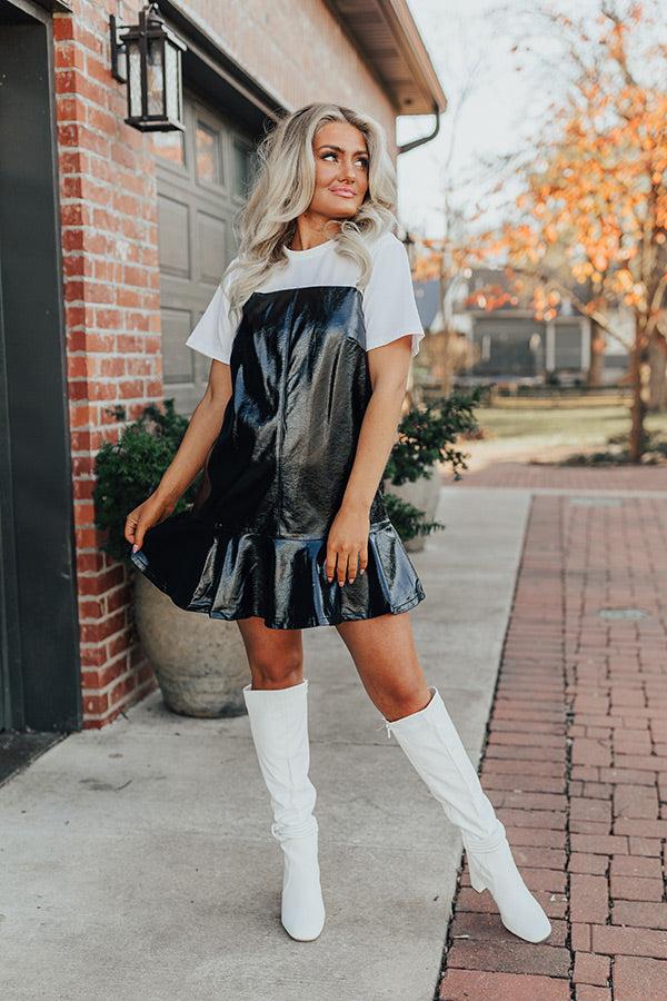 Impressions Dare To Dream Faux Leather Mini Dress In Black