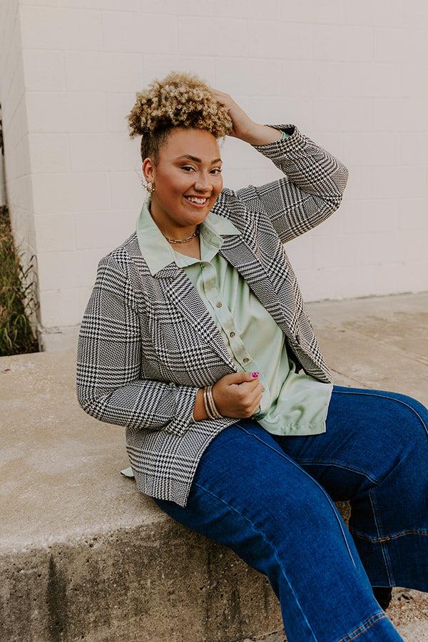 Impressions Dare To Dream Houndstooth Blazer Curves