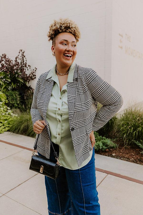 Impressions Dare To Dream Houndstooth Blazer Curves