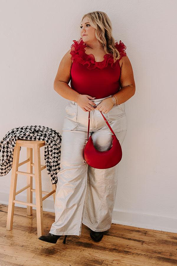 Impressions Dashing Darling Bodysuit In Crimson Curves