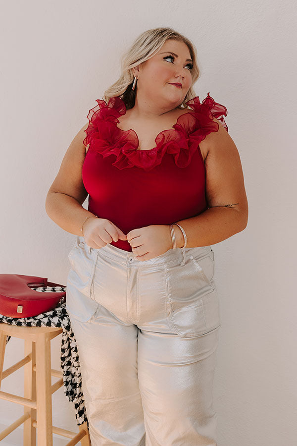 Impressions Dashing Darling Bodysuit In Crimson Curves