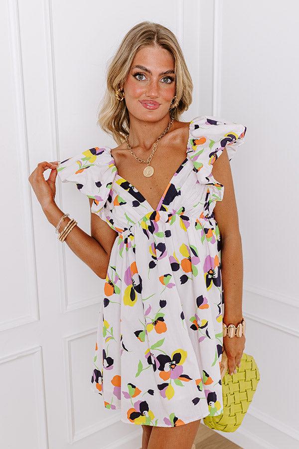 Impressions Date Night Ready Floral Mini Dress In Cream