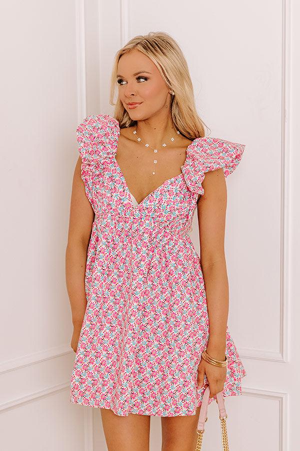 Impressions Date Night Ready Floral Mini Dress in Pink