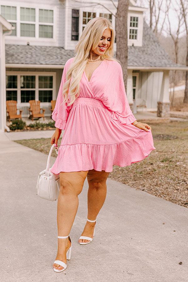 Impressions Daytona Date Night Dress In Pink Curves
