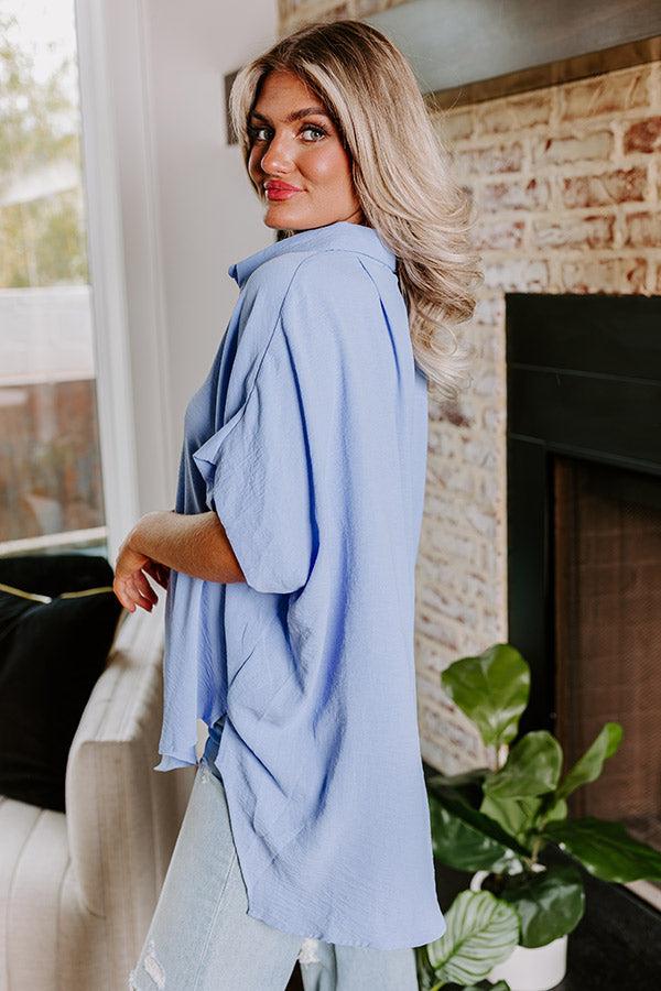 Impressions Destined For Decadence Button Up In Sky Blue