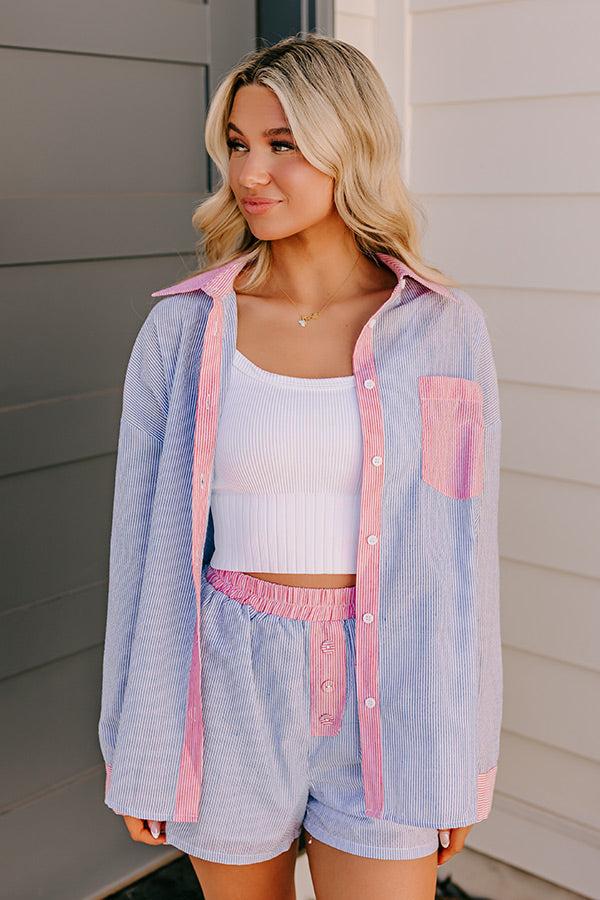 Impressions Dockside Dreaming Oversized Stripe Button Up