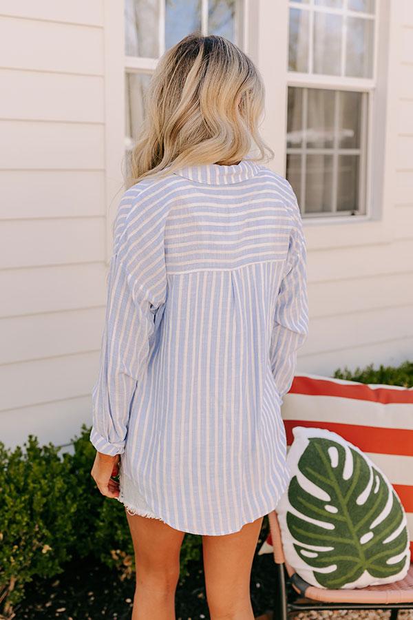 Impressions Don't Change Stripe Button Up In Sky Blue