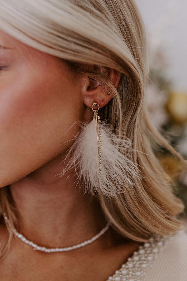 Impressions Down To Disco Feather Earrings In Peach