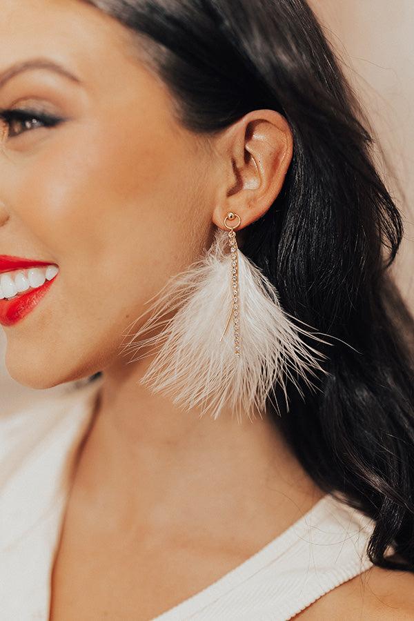 Impressions Down To Disco Feather Earrings In Peach