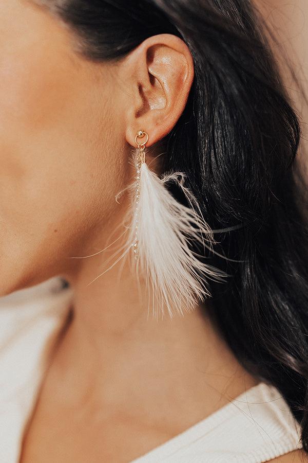 Impressions Down To Disco Feather Earrings In Peach