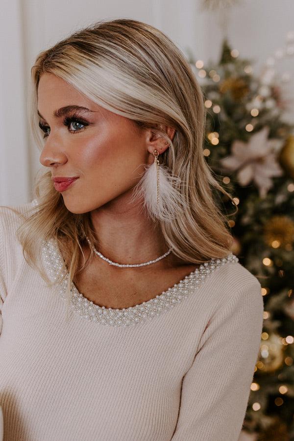 Impressions Down To Disco Feather Earrings In Peach