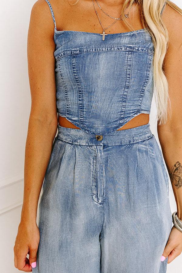 Impressions Downtown Dallas High Waist Chambray Pants